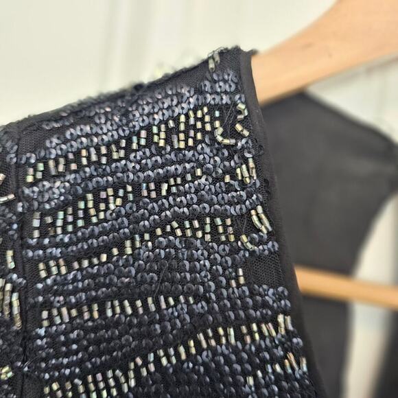 All Saints Lainey Mini Dress Women Size 4 Black Beaded Sequins Embellished - Picture 6 of 13